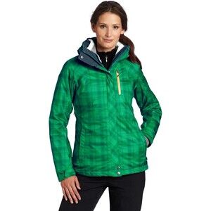 Columbia‎ Ski Jacket Womens S Green Interchange Omni Tech Whirlibird Outer Shell